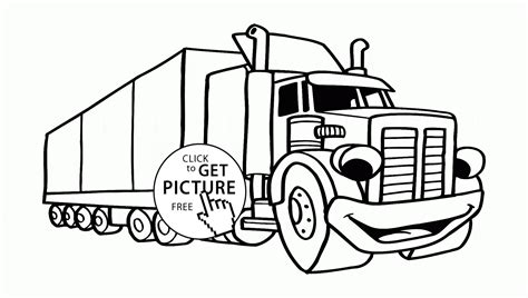 Cartoon Semi Truck coloring page for preschoolers, transportation ...