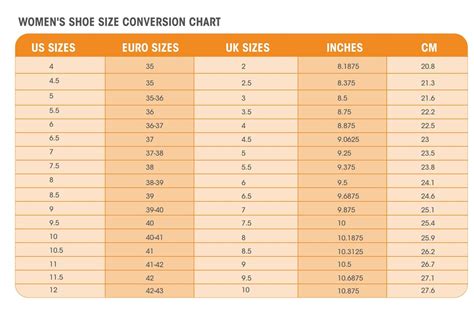 Shoe Measurement Chart For Women