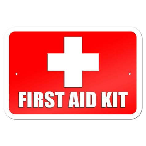 First Aid Kit 9" x 6" Metal Sign - Walmart.com - Walmart.com