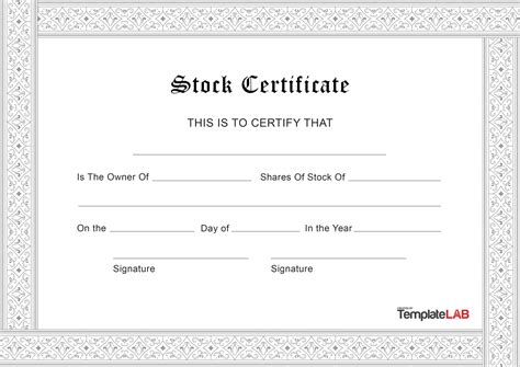 19 Free Stock Certificate Templates (Word, PDF) ᐅ TemplateLab