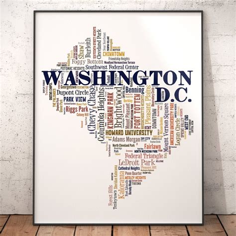 Washington DC Map Art Washington DC Art Print Washington DC - Etsy