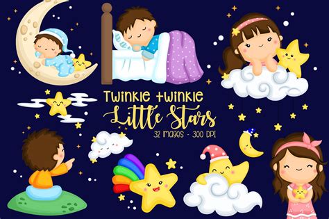 Twinkle Twinkle Little Star Clipart | Creative Market