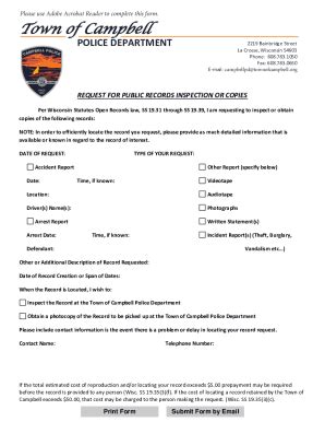 Fillable Online Police Department Records Request Form Fax Email Print ...