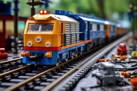 Premium AI Image | lego railway track with a string of container trains ...