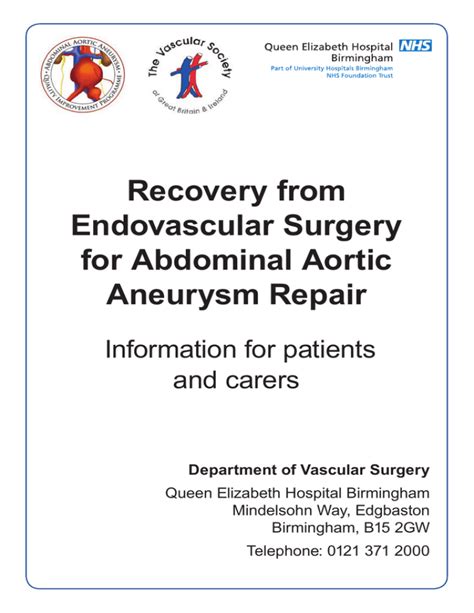 Recovery from endovascular surgery for abdominal aortic aneurysm