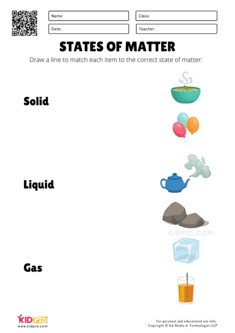 States of Matter Science Worksheets for Kids - Kidpid