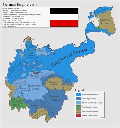 A counterfactual map of the German Empire in 2015. European Map ...