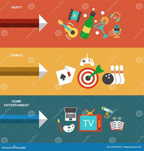 Entertainments flat banner stock vector. Illustration of element ...