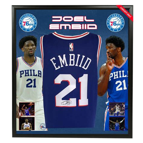 Basketball - Joel Embiid Signed & Framed Philadelphia 76ers Jersey ...