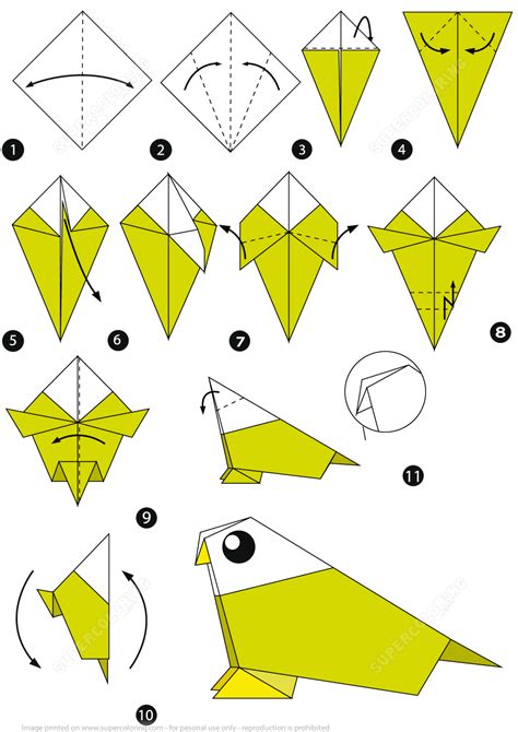 How to Make an Origami Bird Step by Step Instructions | Free Printable ...