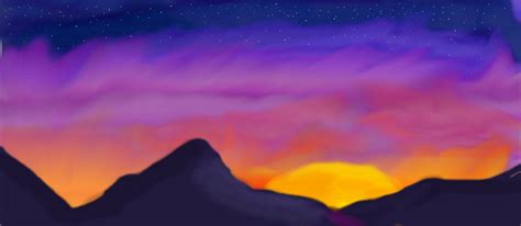 Mountain Sunset Drawing at PaintingValley.com | Explore collection of ...