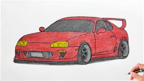 How to draw a TOYOTA SUPRA A80 1993 / drawing car / coloring supra IV ...