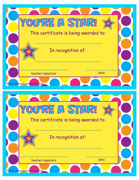 You're a Star End of the Year Certificates - The Kinder Corner