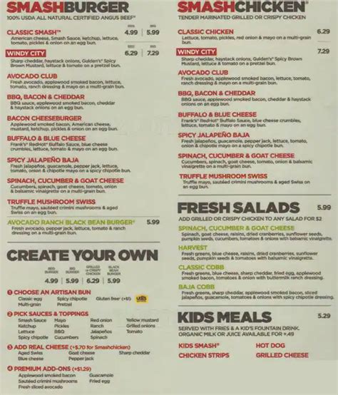 Smashburger Menu, Menu for Smashburger, Wheaton, Chicago - Urbanspoon ...