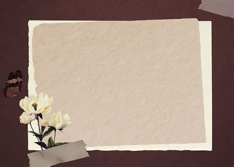 Butterfly with white peonies and brown paper background vector ...