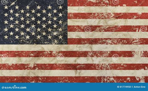 Old Grunge Vintage Faded American US Flag Stock Illustration ...