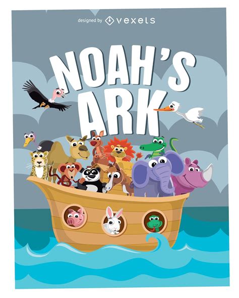 Cartoon Noah's Ark Poster Vector Download