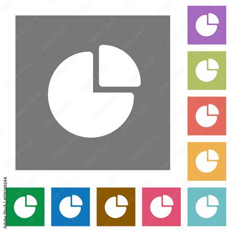 Pie chart square flat icons Stock Vector | Adobe Stock