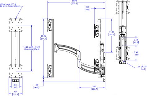 Chief Kontour 1x2 Vertical Focal Depth-Adjustable Array, Wall Mounted ...