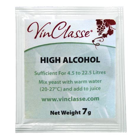 VinClasse High Alcohol Yeast - 7 Gram Sachet For Home Made Wine Making ...