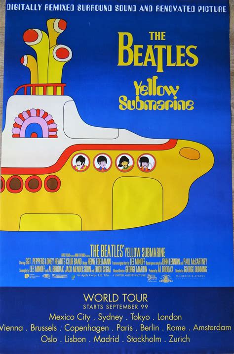 Vintage Movie Poster About the Beatles Yellow Submarine Pop - Etsy Ireland