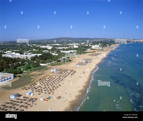 Aerial view of Hammamet Beach, Hammamet, Nabeul Governorate, Tunisia ...