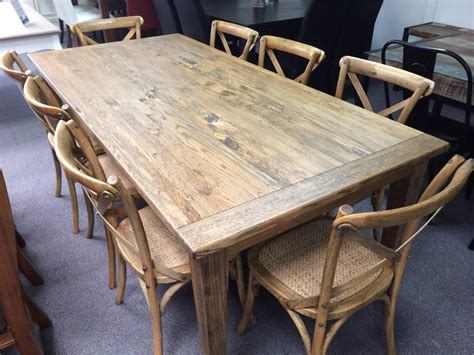 NEW Noosa Solid Oak Hardwood Timber Dining Table & 8 x Crossback Chairs ...