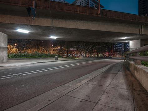 City Night with Road Under Elevated Bridge HDRi Maps and Backplates