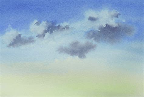 Blue Sky Watercolor at PaintingValley.com | Explore collection of Blue ...