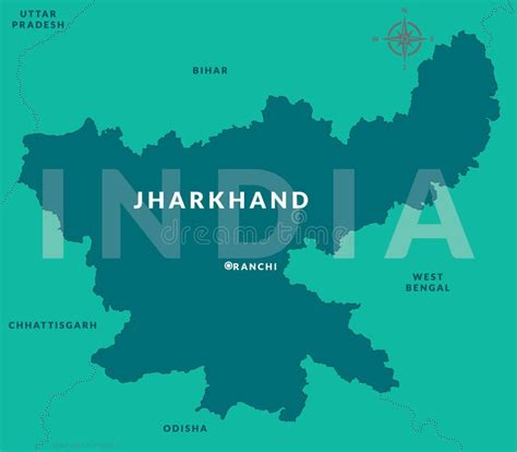 State of Jharkhand India with Capital City Ranchi Hand Drawn Map Stock ...