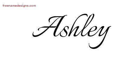 Calligraphic Name Tattoo Designs Ashley Download Free - Free Name Designs