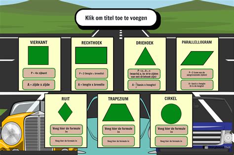 OMTREK EN OPPERVLAKTE GEOMETRISCHE FORMULES POSTER MET AUTO'S