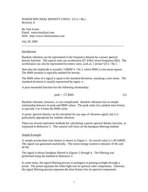 (PDF) POWER SPECTRAL DENSITY UNITS: [ Revision A By … SPECTRAL DENSITY ...