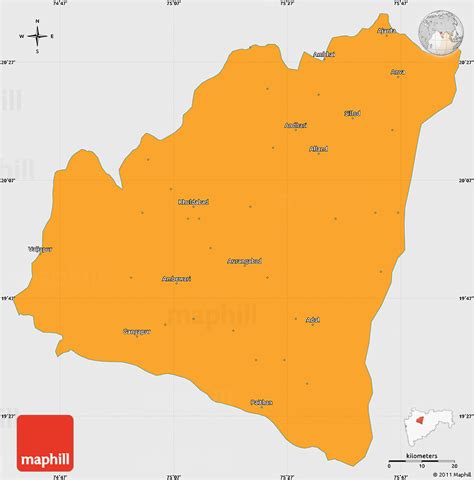 Political Simple Map of Aurangabad, single color outside