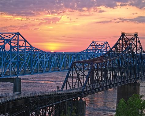 Mississippi River Bridge at Sunset I Photograph by Michael Taylor - Pixels