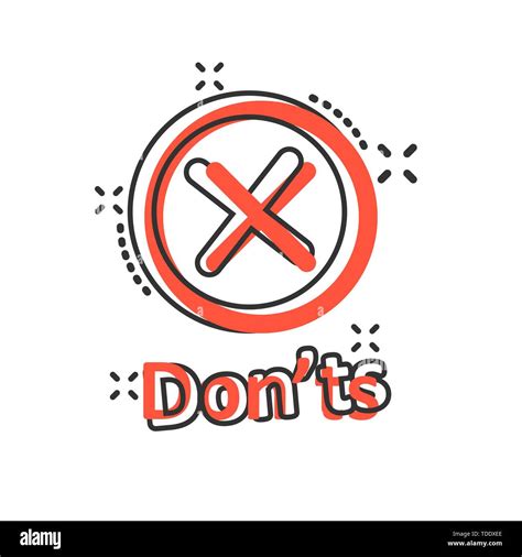 Don'ts sign icon in comic style. Unlike vector cartoon illustration. No ...