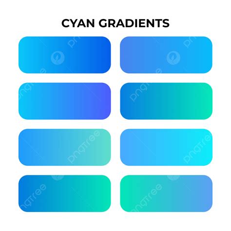 Set Of Cyan Gradient Color Palette Vector, Cyan Color, Gradient Set ...