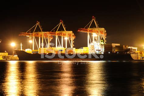 Cargo Container Ship At Night Stock Photo | Royalty-Free | FreeImages