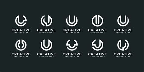 Set of letter u modern typography editable logo design 9360013 Vector ...