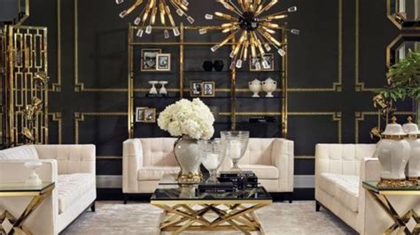 Black Gold And White Living Room Decor : Accent Moore Grasscloth ...