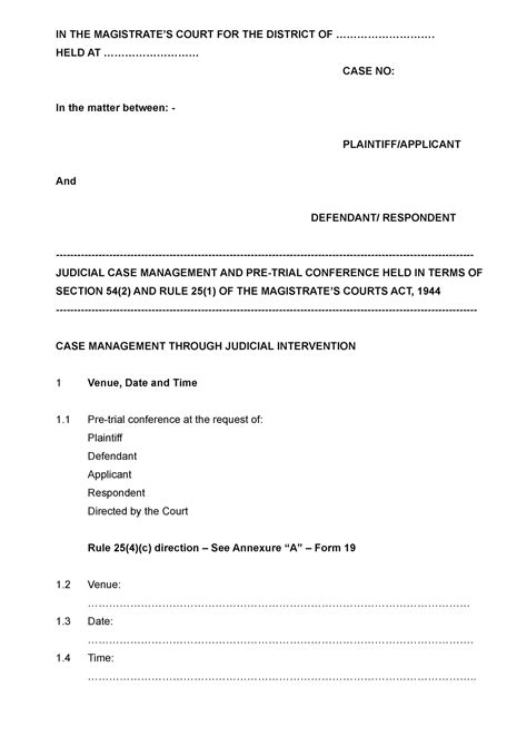 PRE Trial Minutes - CVL - IN THE MAGISTRATE’S COURT FOR THE DISTRICT OF