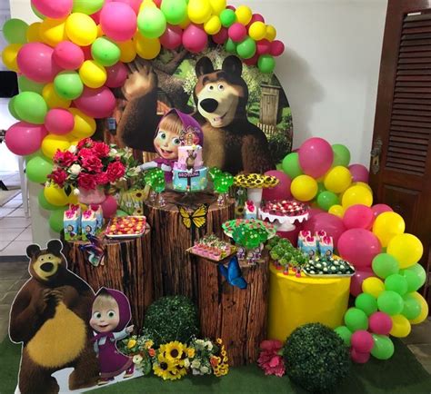 Masha and Bear Round Backdrops Boys and Girls Birthday Circle ...