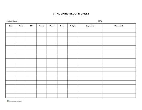 Printable Vital Signs Chart