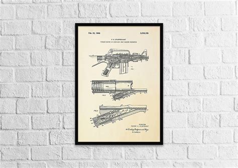 Firearm Blueprint poster Gun wall decor | Etsy