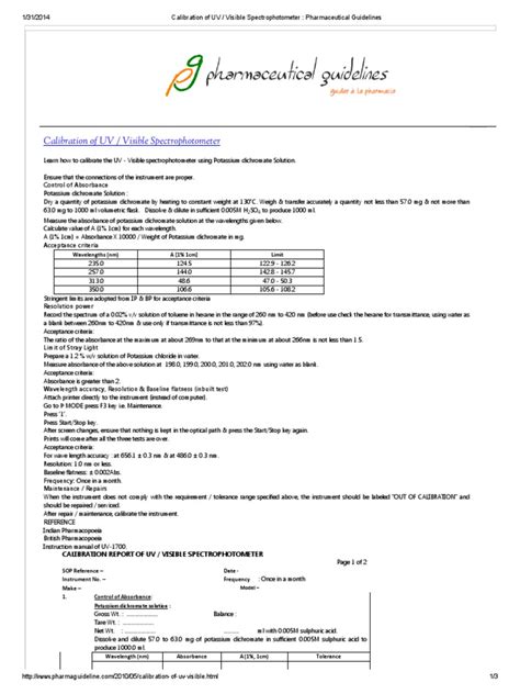 Calibration of UV _ Visible Spectrophotometer _ Pharmaceutical ...