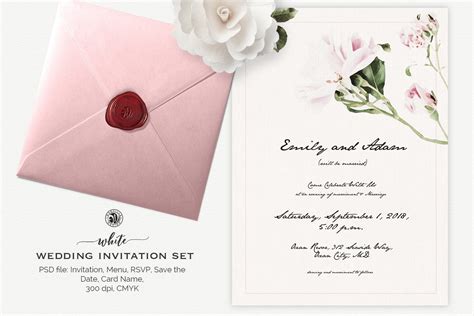 White Wedding Invitation Set | Invitation Templates ~ Creative Market