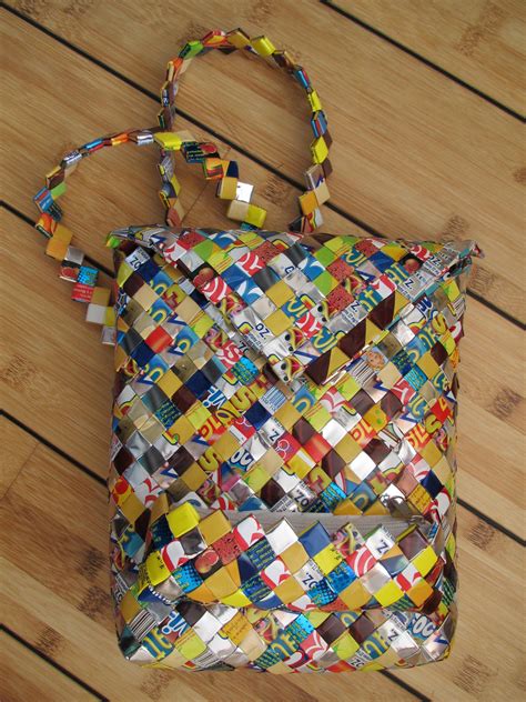 Mexican crafts .. bag made from recycled plastic packages made by ...