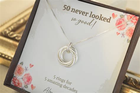 50th Birthday Necklace, 50th Gifts for Women, 5 Decade Necklace ...