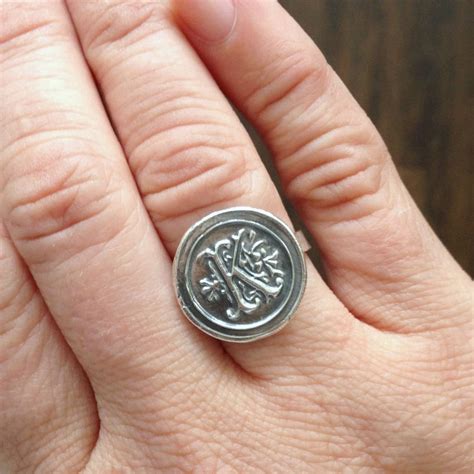 Custom Wax Seal Monogram Ring Precious Silver Initial Ring - Etsy