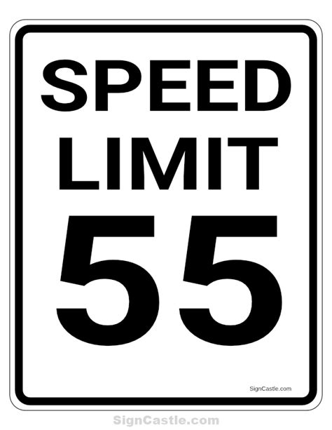 Free printable 55 MPH speed limit sign. Download it at https ...